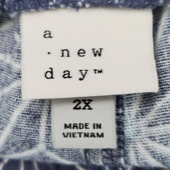 A New Day Linen Blend High Rise Pull-On Shorts Gray Blue White NEW NWT Size 2X - Picture 6 of 9